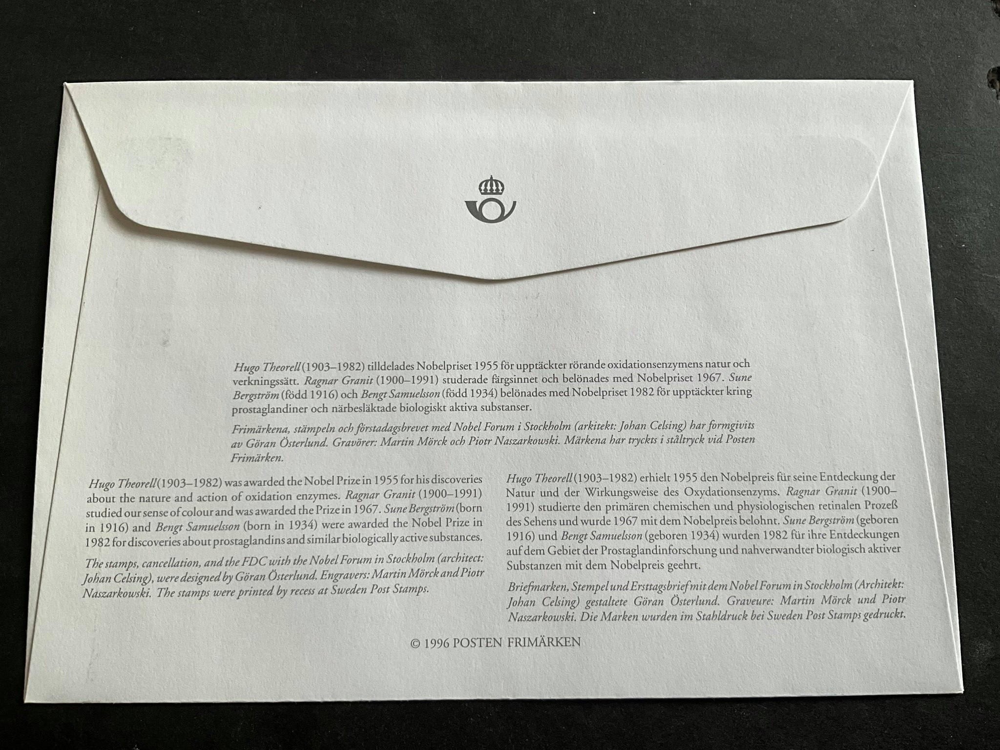 Nobelpris 1996 facit nr 1989-1992 FDC
