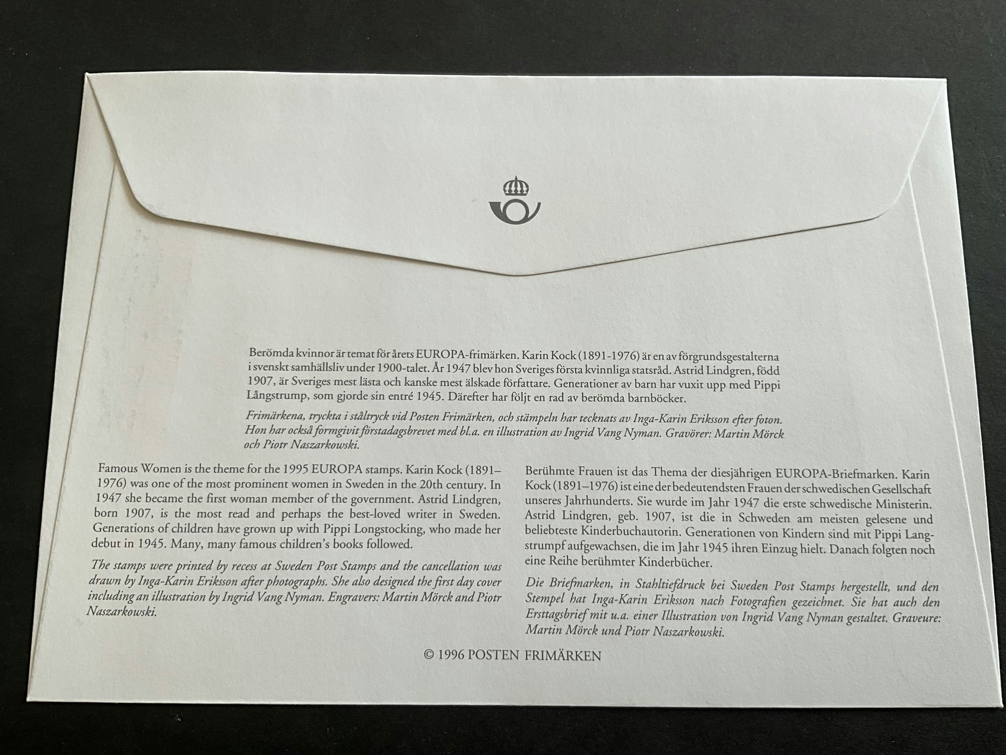 Berömda kvinnor facit nr 1960-1961 FDC