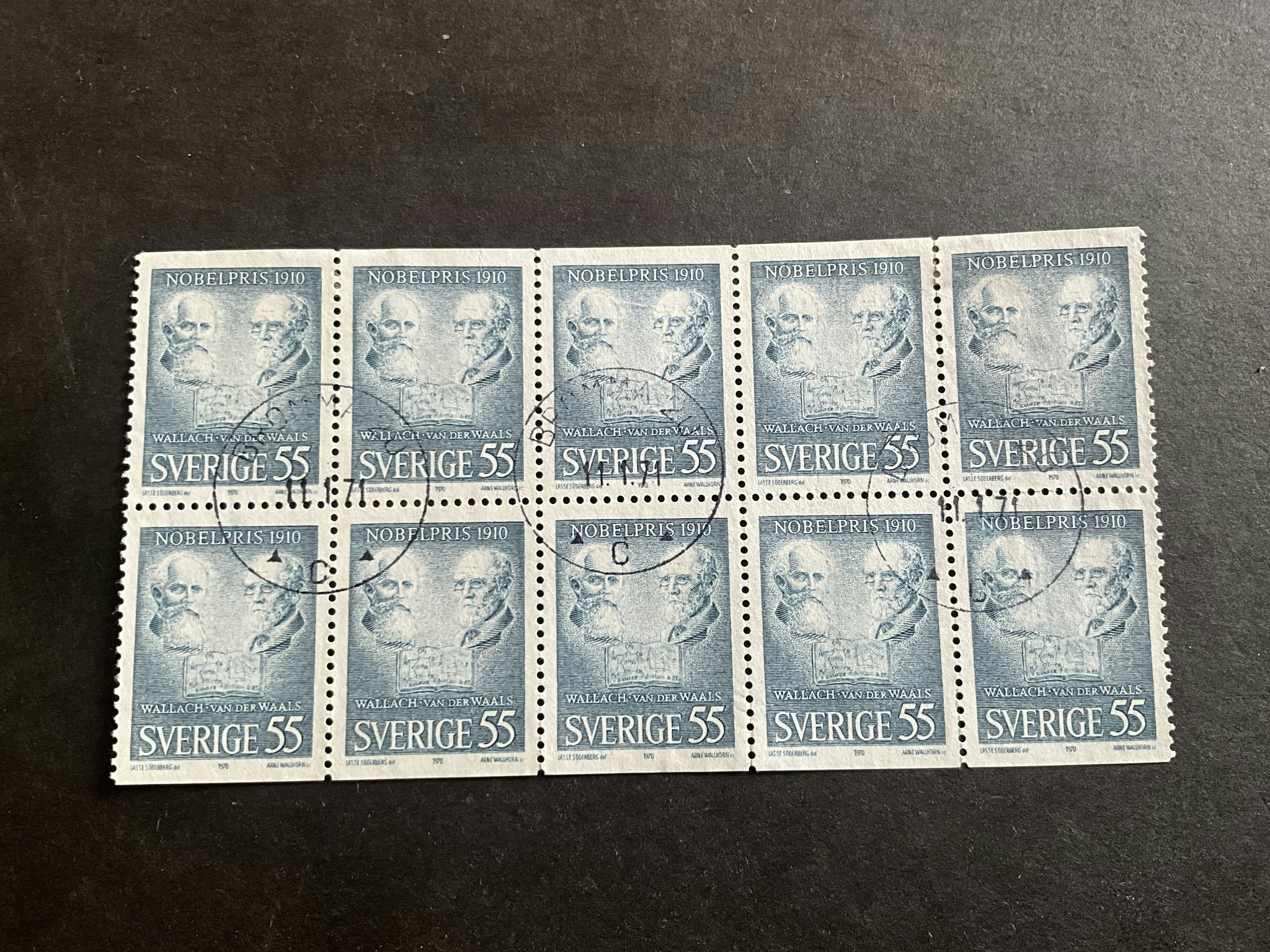 Nobelpristagare 1910 facit nr 717 BB lyxstämplat 10- block BROMMA 20