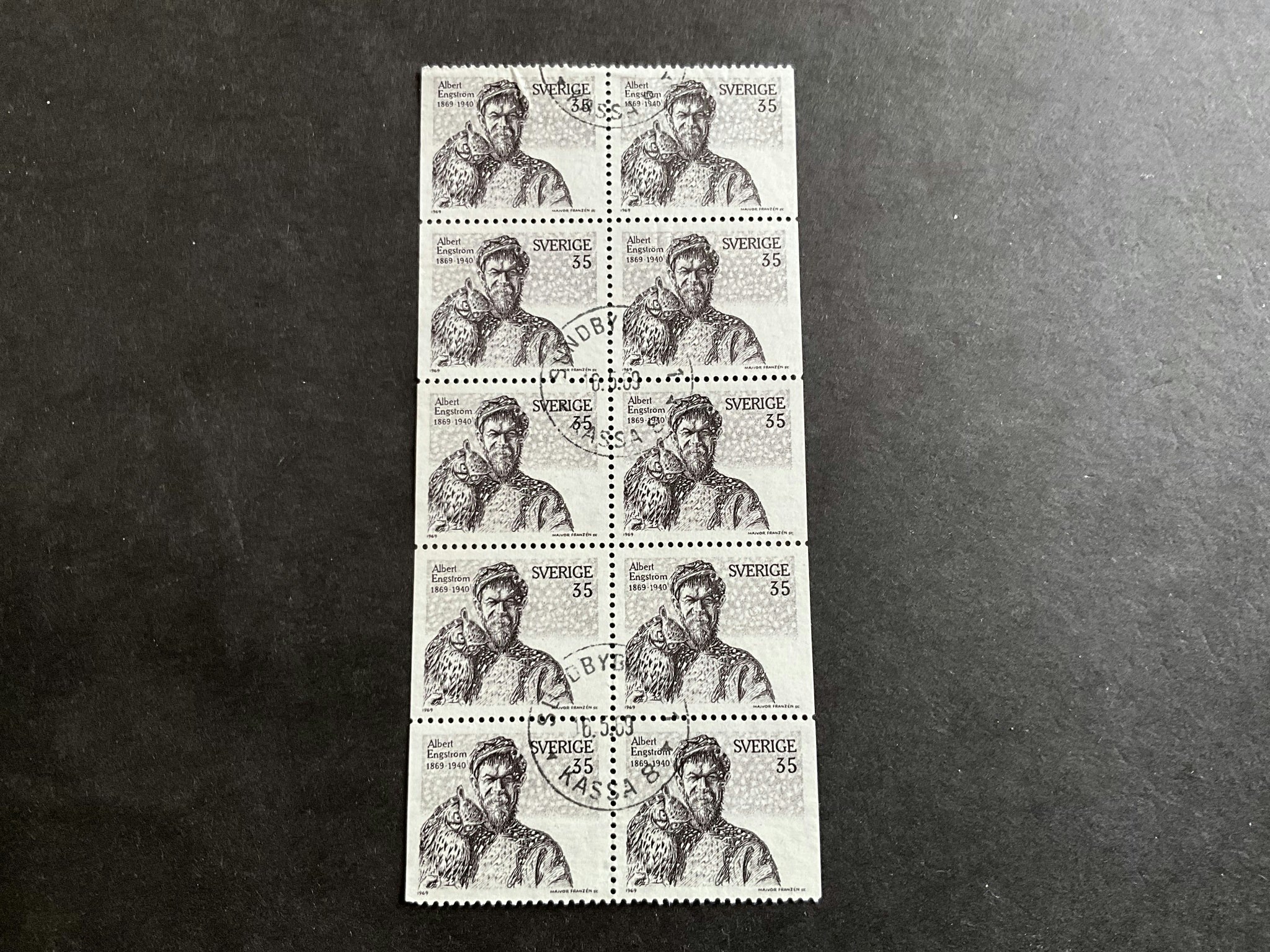 Albert Engström facit nr 655 BB i stämplat 10-block