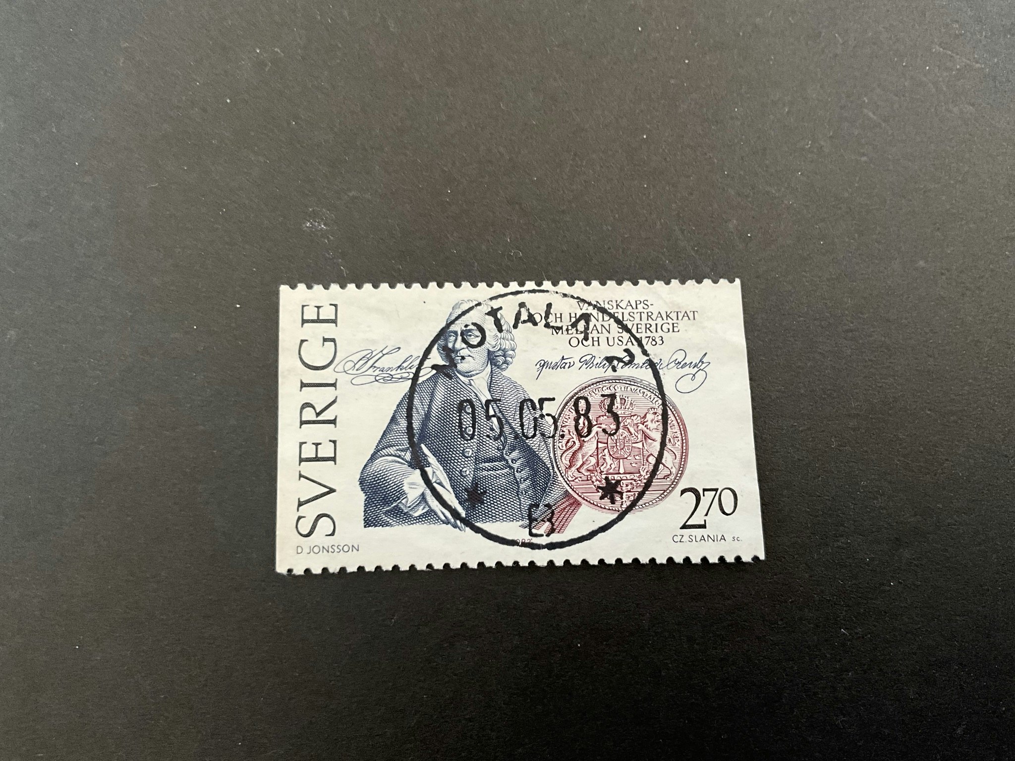 Traktat Sverige-Usa facit nr 1249 lyxstämplat MOTALA 2