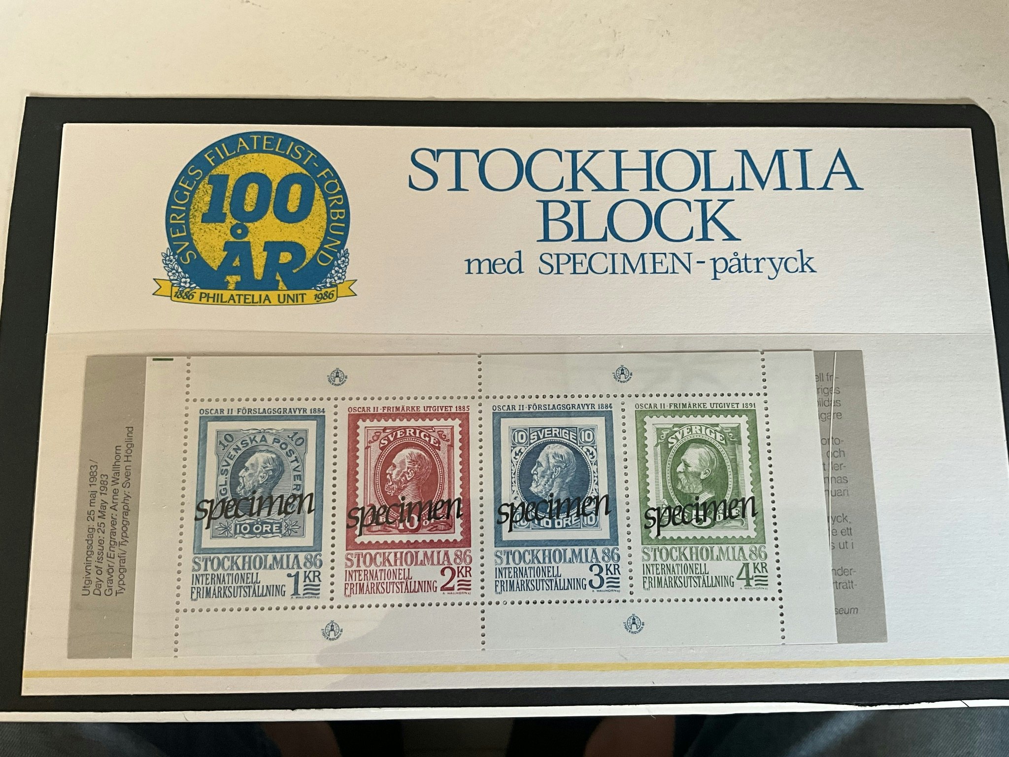 Presentförpackning Specimen tryck på 5 st Stockholmia häften