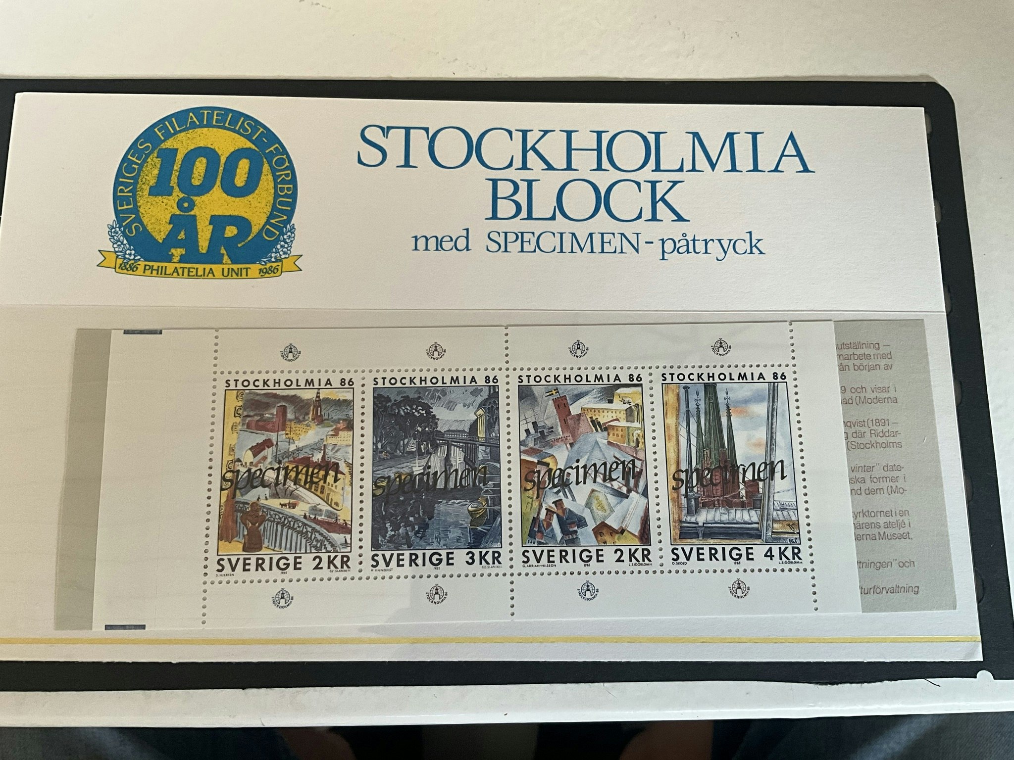 Presentförpackning Specimen tryck på 5 st Stockholmia häften