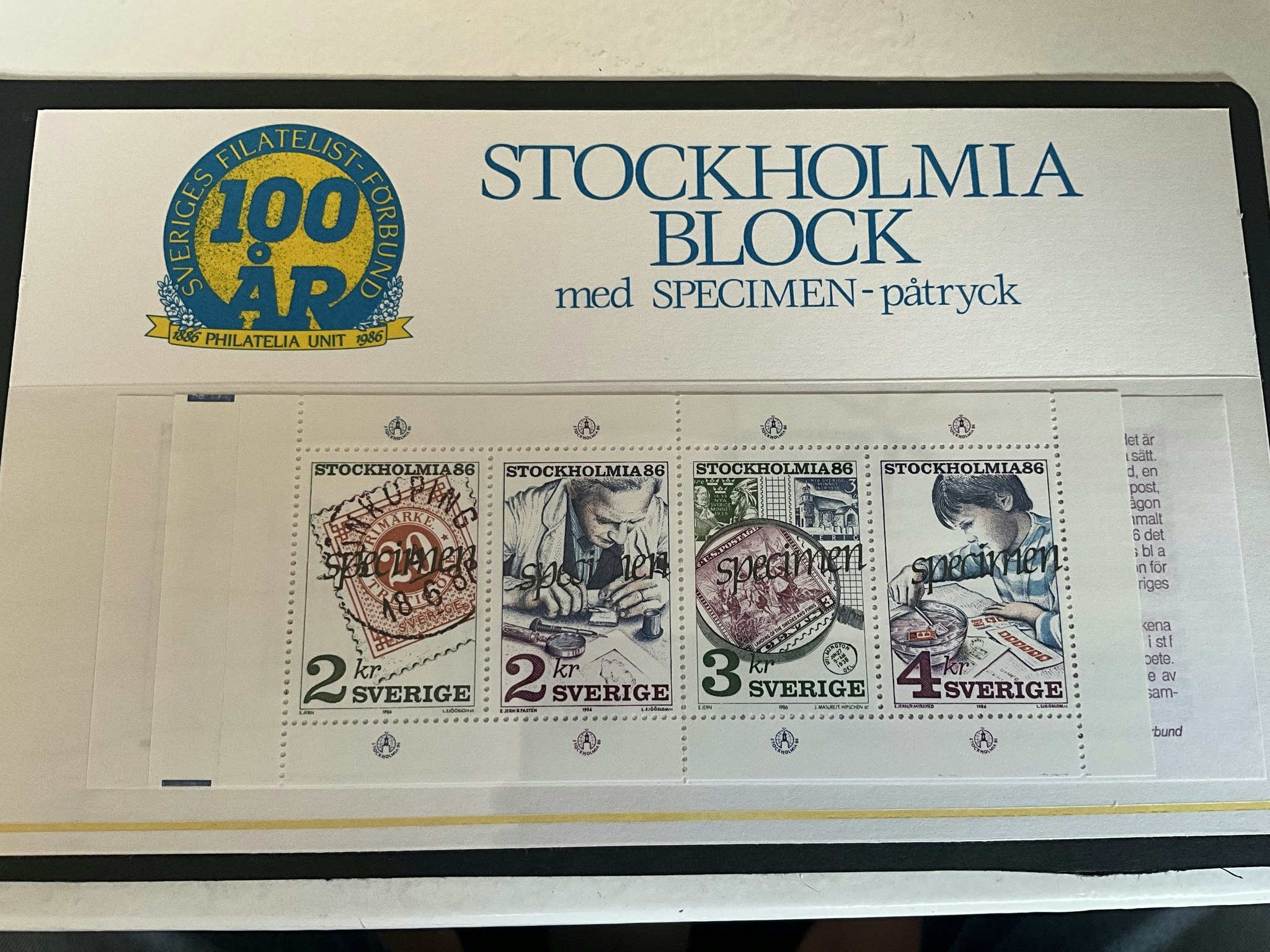 Presentförpackning Specimen tryck på 5 st Stockholmia häften