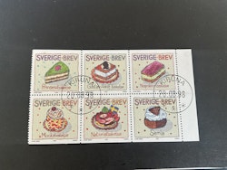 Hälsningsfrimärken VII facit nr 2082-2087 lyxstämplat block KIRUNA