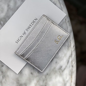 Silver Metallic - Kortholder med gravering