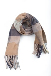 Plaid Wool Scarf - Grey/Brown/Beige