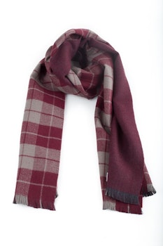 Wool Plaid/Solid Double - Burgundy/Beige