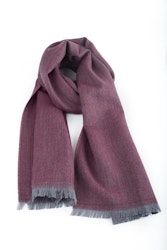 Herringbone Wool Scarf - Burgundy/Grey