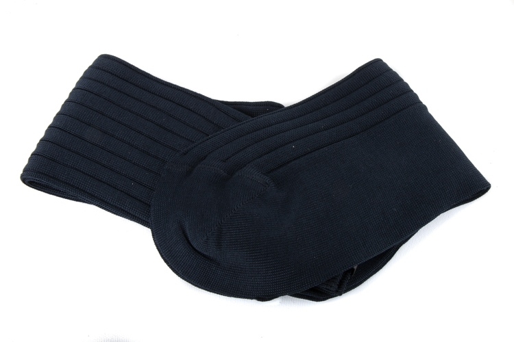 Navy blue over the calf socks in cotton