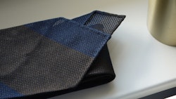 Blockstripe Silk Grenadine Tie - Untipped - Brown/Navy Blue