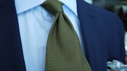 Solid Silk Grenadine Grossa Tie - Untipped - Olive Green