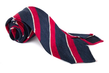 Regimental Shantung Tie - Untipped - Navy Blue/Red/White