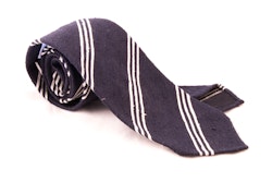 Regimental Shantung Tie - Untipped - Navy Blue/White