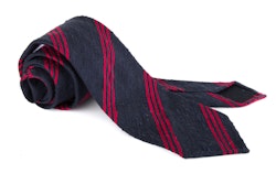 Regimental Shantung Tie - Untipped - Navy Blue/Red