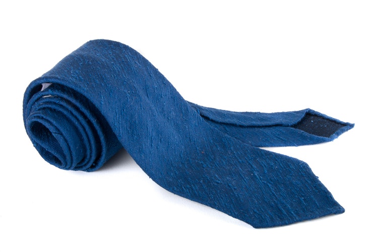 Solid Shantung Tie - Untipped - Navy Blue