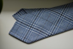 Glencheck Wool Tie - Untipped - Light Blue/White/Navy Blue