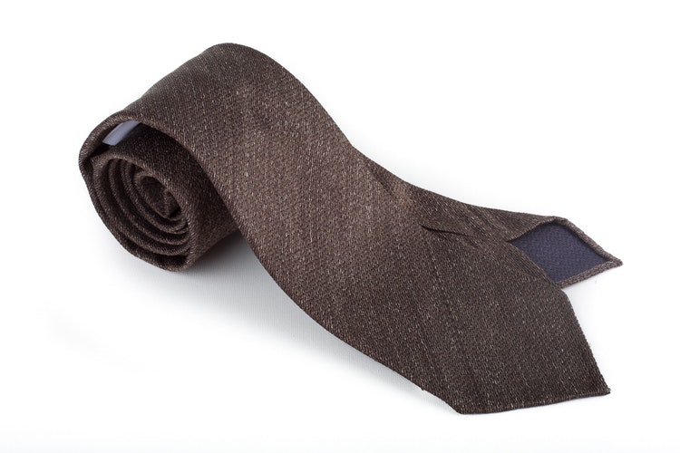 Semi Solid Silk Tie - Untipped - Brown