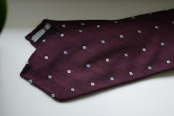 Floral Wool Tie - Untipped - Burgundy/White/Light Blue