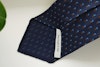 Micro Printed Silk Tie - Untipped - Navy Blue/Light Blue/Brown