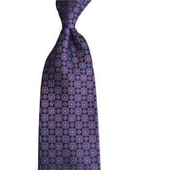 Floral Silk Tie - Untipped - Cerise/Navy Blue/Light Blue