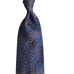 Medallion Silk Tie - Untipped - Beige/Light Blue/Navy Blue