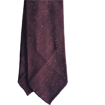 Herringbone Donegal Silk/Wool Tie - Untipped - Burgundy
