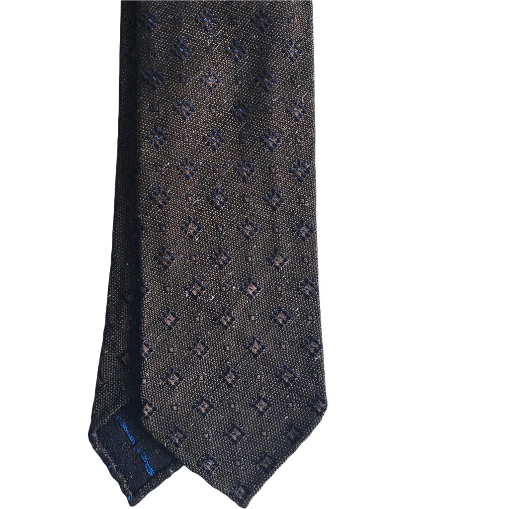 Floral Donegal Silk/Wool Tie - Untipped - Brown