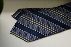 Regimental Silk Grenadine Tie - Untipped - Navy Blue/Light Blue