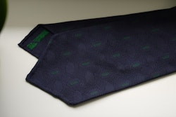 Diamond Silk Garza Tie - Untipped - Navy Blue/Green