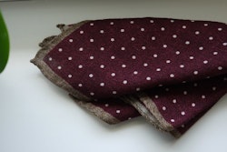 Polka Dot Wool Pocket Square - Burgundy/White/Beige