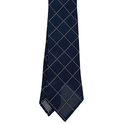 Check Silk Grenadine Tie - Untipped - Navy/White
