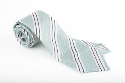 Regimental Silk Grenadine Tie - Untipped - Mint/Navy Blue