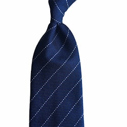 Regimental Silk Grenadine Tie - Untipped - Navy Blue/White