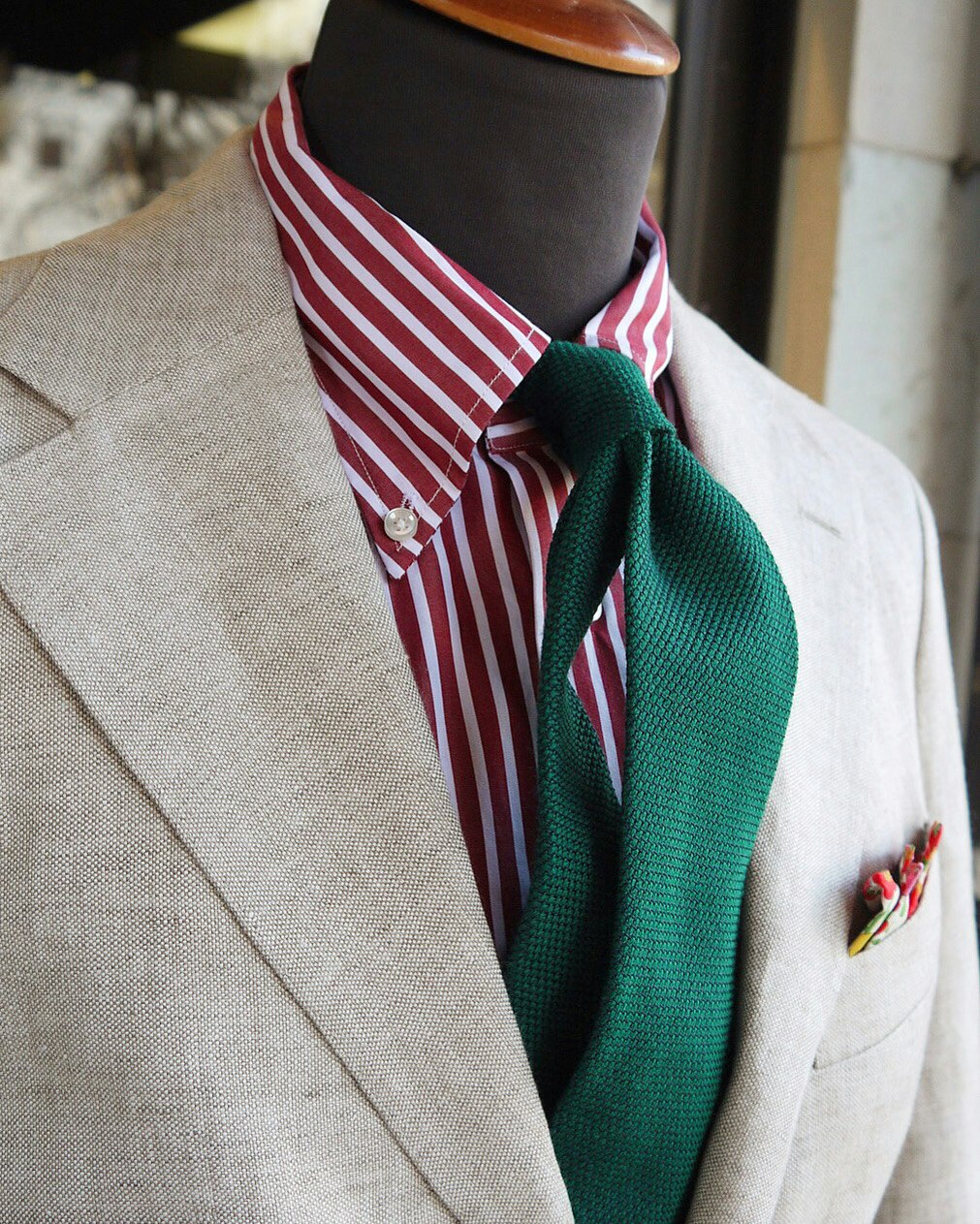 Solid Wool Grenadine Tie - Untipped - Green