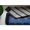 Regimental Wool/Silk Tie - Untipped - Beige/Navy Blue