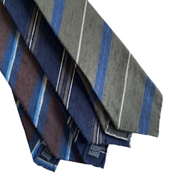 Regimental Shantung Tie - Untipped - Brown/Navy Blue/White
