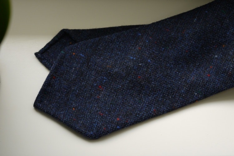 Solid Donegal Wool Tie - Untipped - Navy Blue
