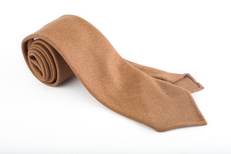 Solid Wool Tie - Untipped - Camel Brown