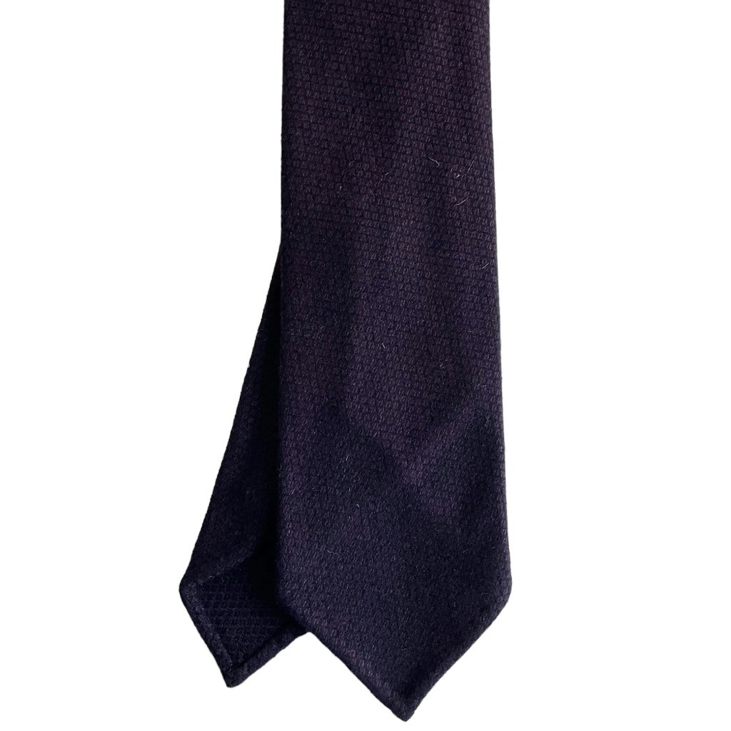 Textured Cashmere Tie - Untipped - Burgundy