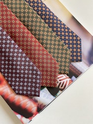 Floral Printed Silk Tie - Navy Blue/Orange