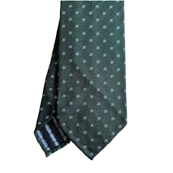 Floral Silk Tie - Untipped - Dark Green/Light Blue