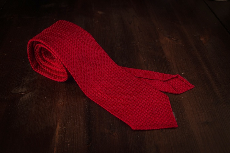 Solid Silk Grenadine Grossa Tie - Untipped - Red