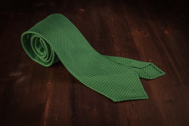 Solid Silk Grenadine Grossa Tie - Untipped - Green