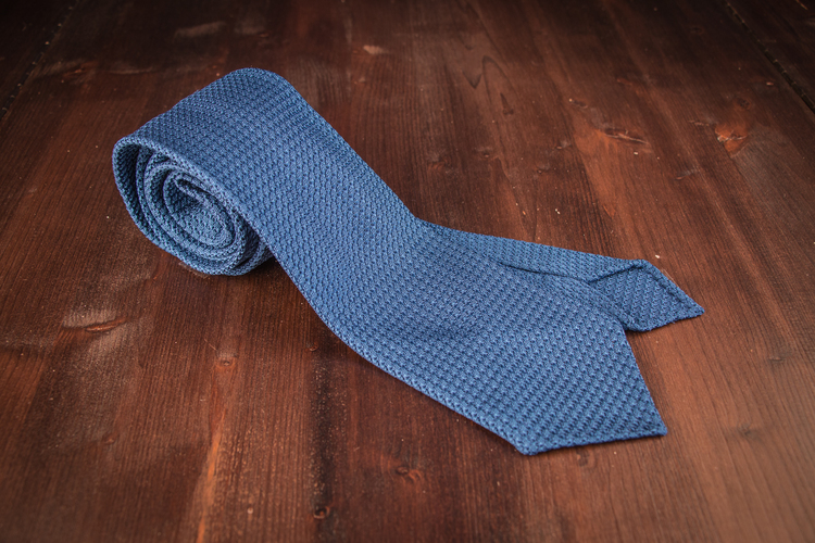 Solid Silk Grenadine Grossa Tie - Untipped - Mid Blue