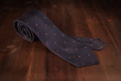 Polka Dot Silk Grenadine Tie - Untipped - Navy Blue/Brown