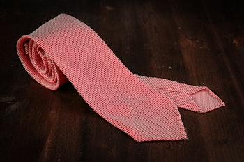 Solid Silk Grenadine Fina Tie - Untipped - Red/White