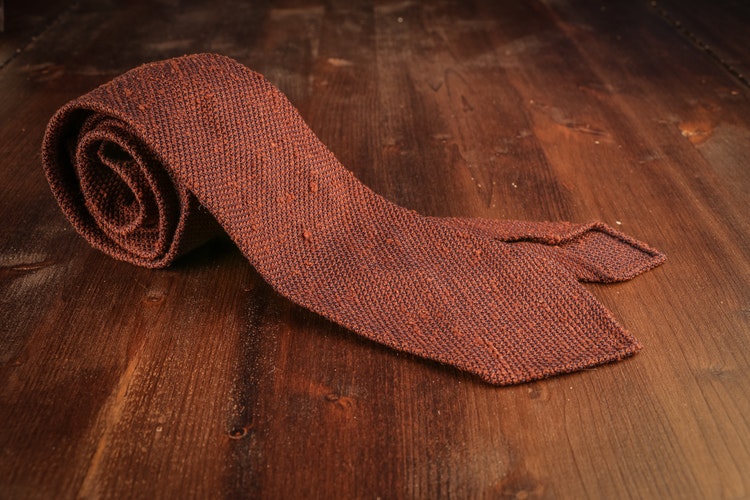 Solid Shantung Grenadine Tie - Untipped - Brown