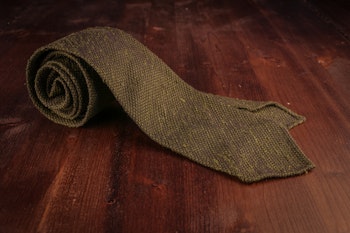 Solid Shantung Grenadine Tie - Untipped - Olive Green