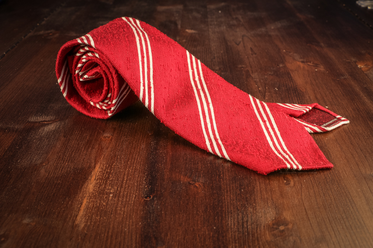 Regimental Shantung Tie - Untipped - Red/White